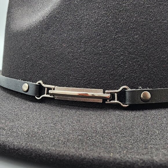 EINSKEY Womens Black Felt Fedora Hat Wide Brim Western Style New - Picture 4 of 12